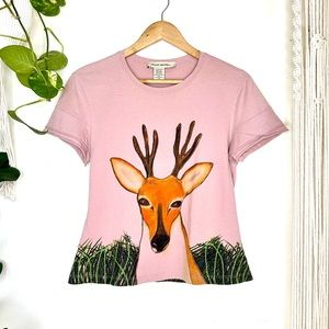 VTG Deer in Grass Airbrushed Embroidered Portrait Tee